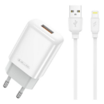 Laadija Jellico EU01 USB-A/USB-A + Lightning (valge)