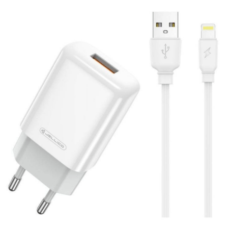 Laadija Jellico EU01 USB-A/USB-A + Lightning (valge)
