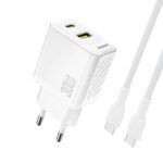 Laadija Dudao A27TCEU 30W GaN USB-A + USB-C juhe (valge)