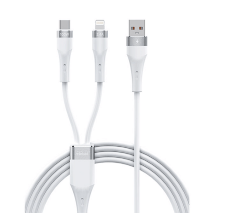 USB juhe Mletubl MTB-DCODTA08 2-in-1USB-A to Type-C + Lightning (1m / valge)