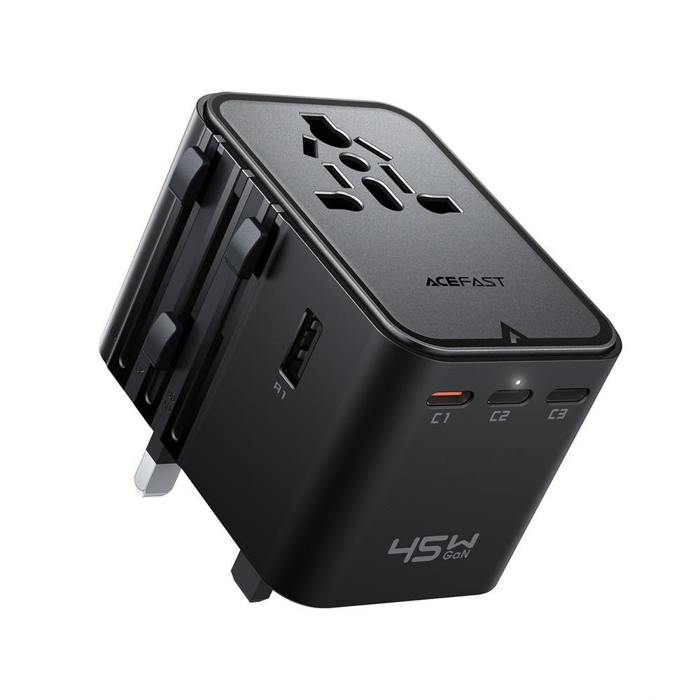 Adapter Acefast Z8 GaN 45W 3x USB-C + 2x USB-A gniazdkiem AC 2500W (must) Adapter Acefast Z8 GaN 45W 3x USB-C + 2x USB-A gniazdkiem AC 2500W (must)
