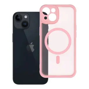 Ümbris FULL MATTE MagSafe Apple iPhone 14  (läbipaistev / roosa)